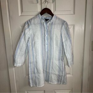 Brooks Brothers Striped Linen Button Down Shirt- women’s